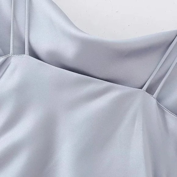 Silver Satin Midi Dress - Picture 5 of 8